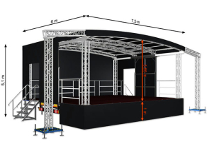 Mobilscene 7,5m x 6m x 5,1m Profilert tak