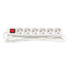 Kabel Strøm Schuko - 01,5m - 6 uttak hvit 3x1,5mm