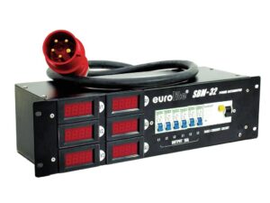 Strømskap 400V - 32A - 6 Kurser 16A Schuko + Loop 32A out