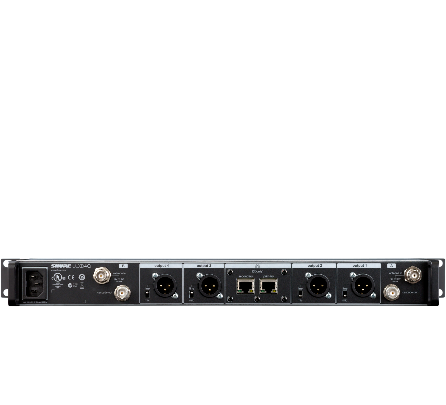 Shure ULXD4Q Quad Digital Wireless Receiver H51 (534-598MHz) - Bilde 3